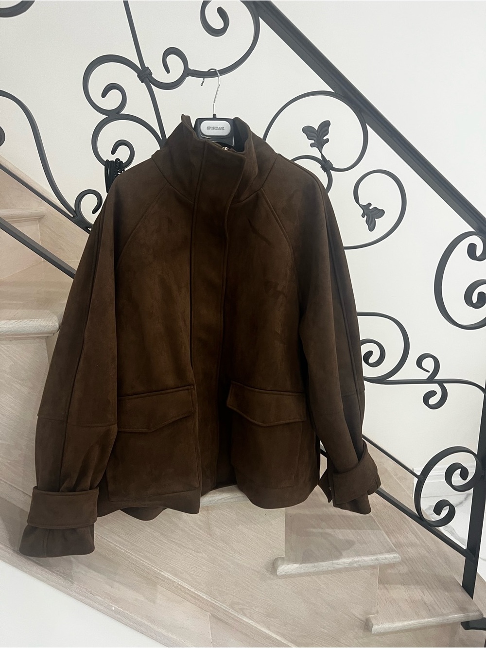 BNWT ZARA WOMAN FAUX SUEDE POCKET JACKET Dark brown - Picture 10 of 14
